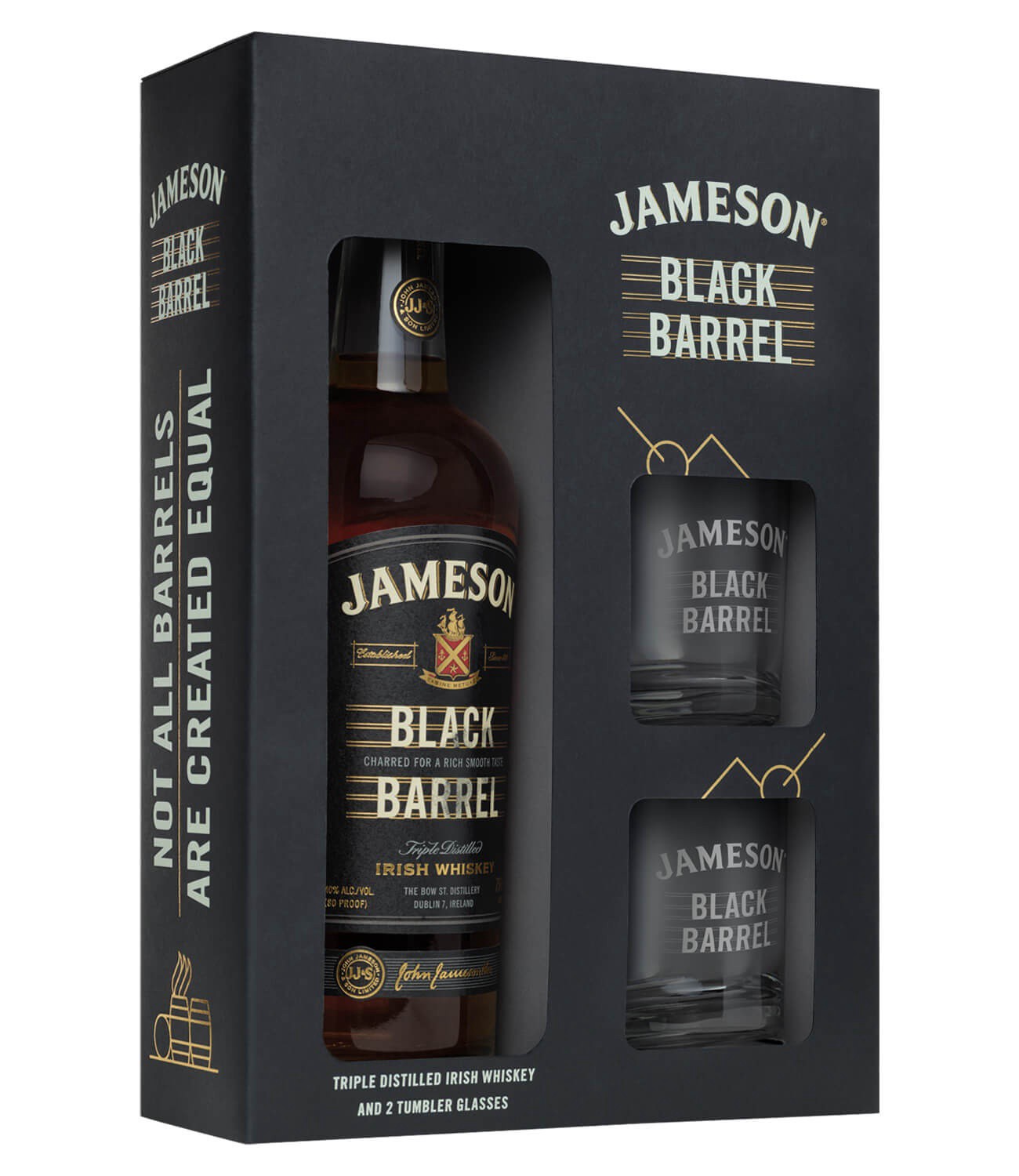 slide 1 of 1, Jameson Black Barrel w/Tumbler Gls, 750 ml