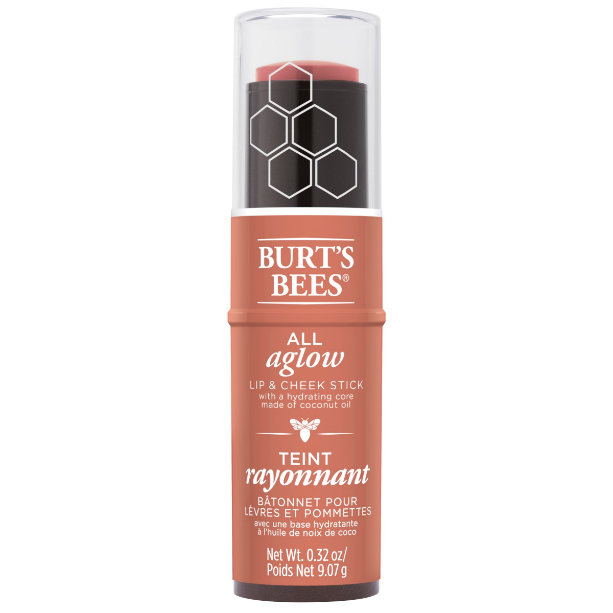 slide 1 of 22, Burt's Bees 100% Natural All Aglow Lip & Cheek Stick, Peach Pond, 1 ct