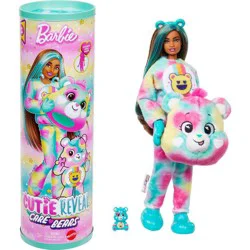 Barbie Cutie Reveal Care Bears Doll & Accessories, Series 2 Good Vibes Bear with 10 Surprises