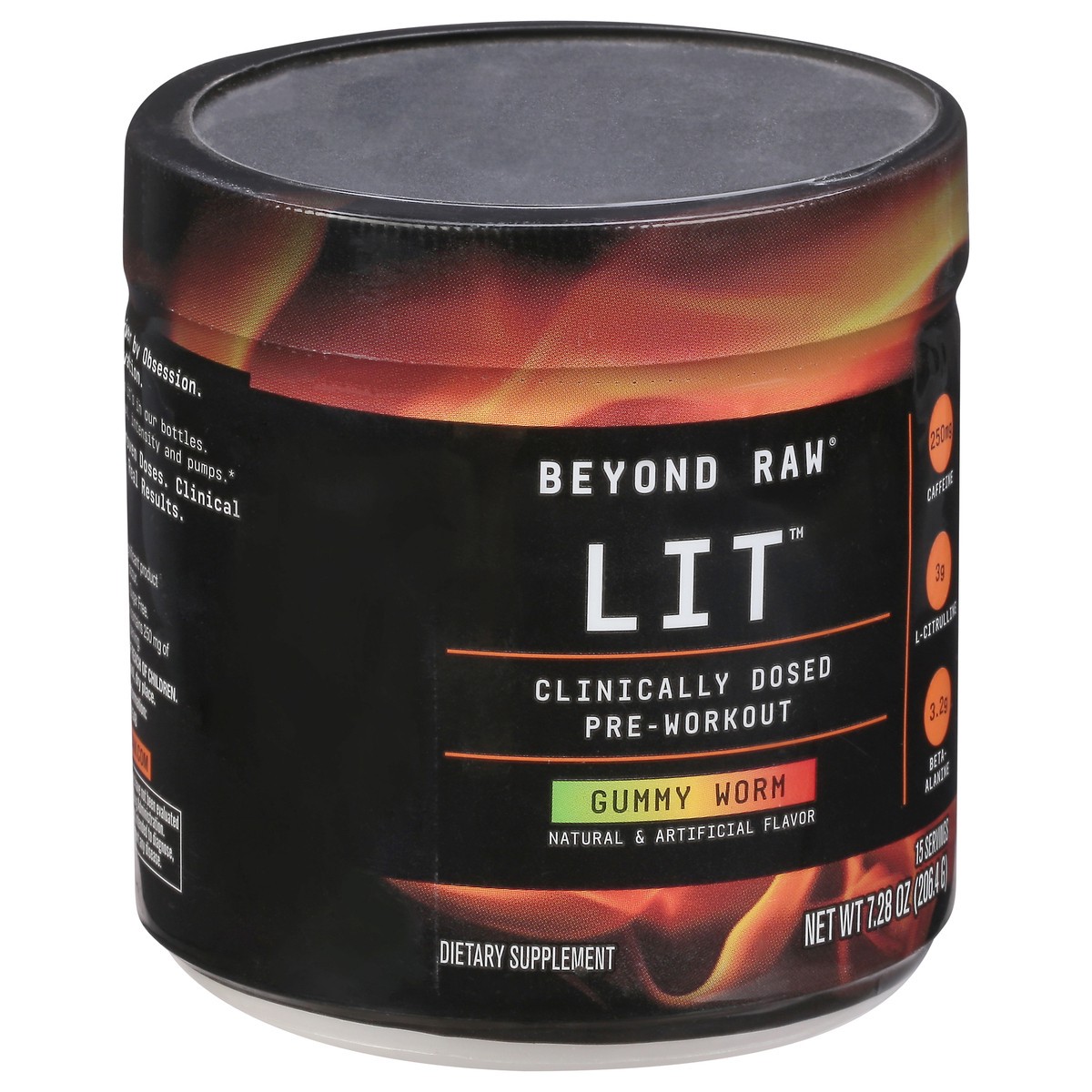 slide 7 of 9, Beyond Raw LIT Clinically Dosed Gummy Worm Pre Workout 7.28 oz, 7.28 oz