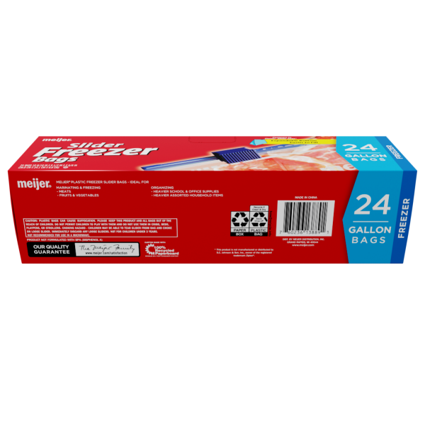 slide 10 of 10, Meijer Slider Lock Freezer Bags with Expandable Bottom, Gallon, 24 ct