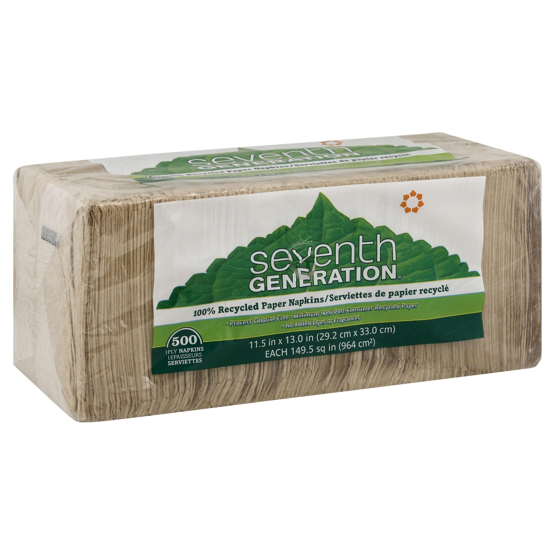 slide 1 of 7, Seventh Generation 100% Recycled 1-Ply Natural Paper Napkins, 500 ct