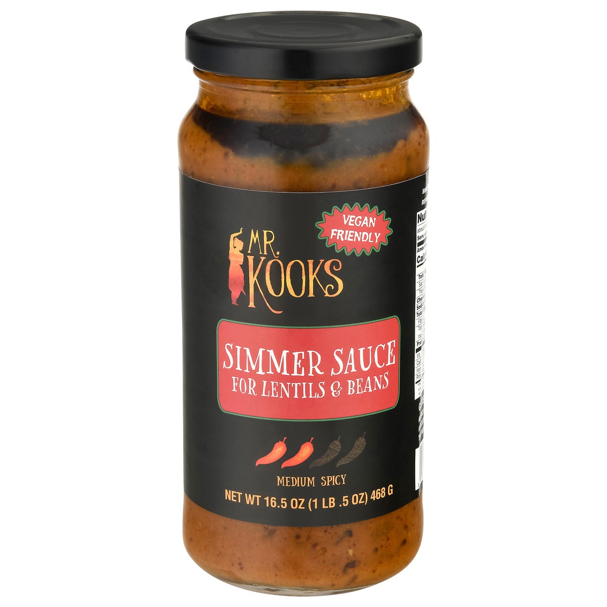 slide 1 of 14, Mr. Kooks Medium Spicy Simmer Sauce for Lentils & Beans 16.5 oz, 16.5 oz