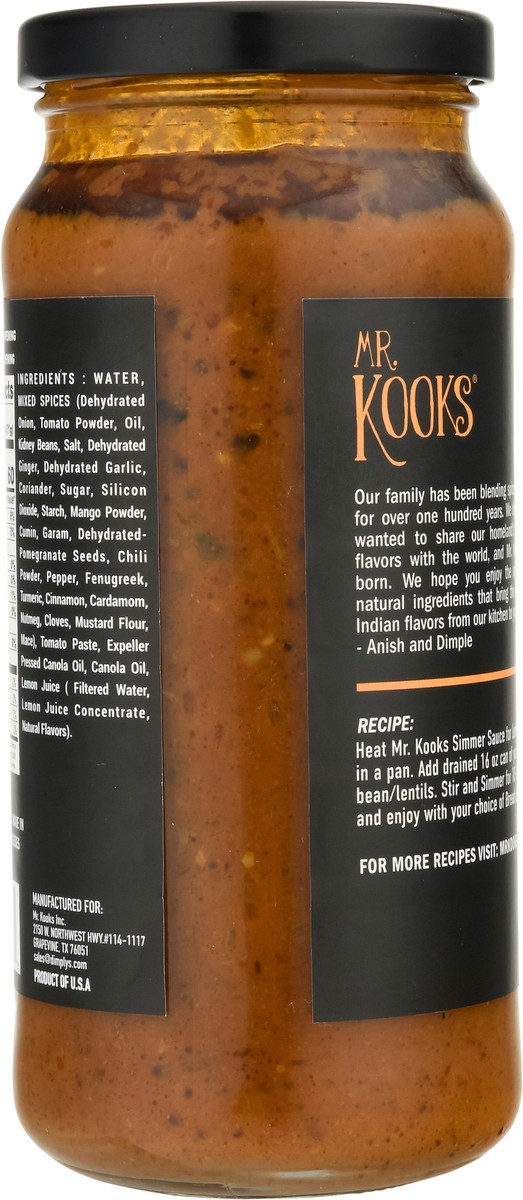 slide 14 of 14, Mr. Kooks Medium Spicy Simmer Sauce for Lentils & Beans 16.5 oz, 16.5 oz