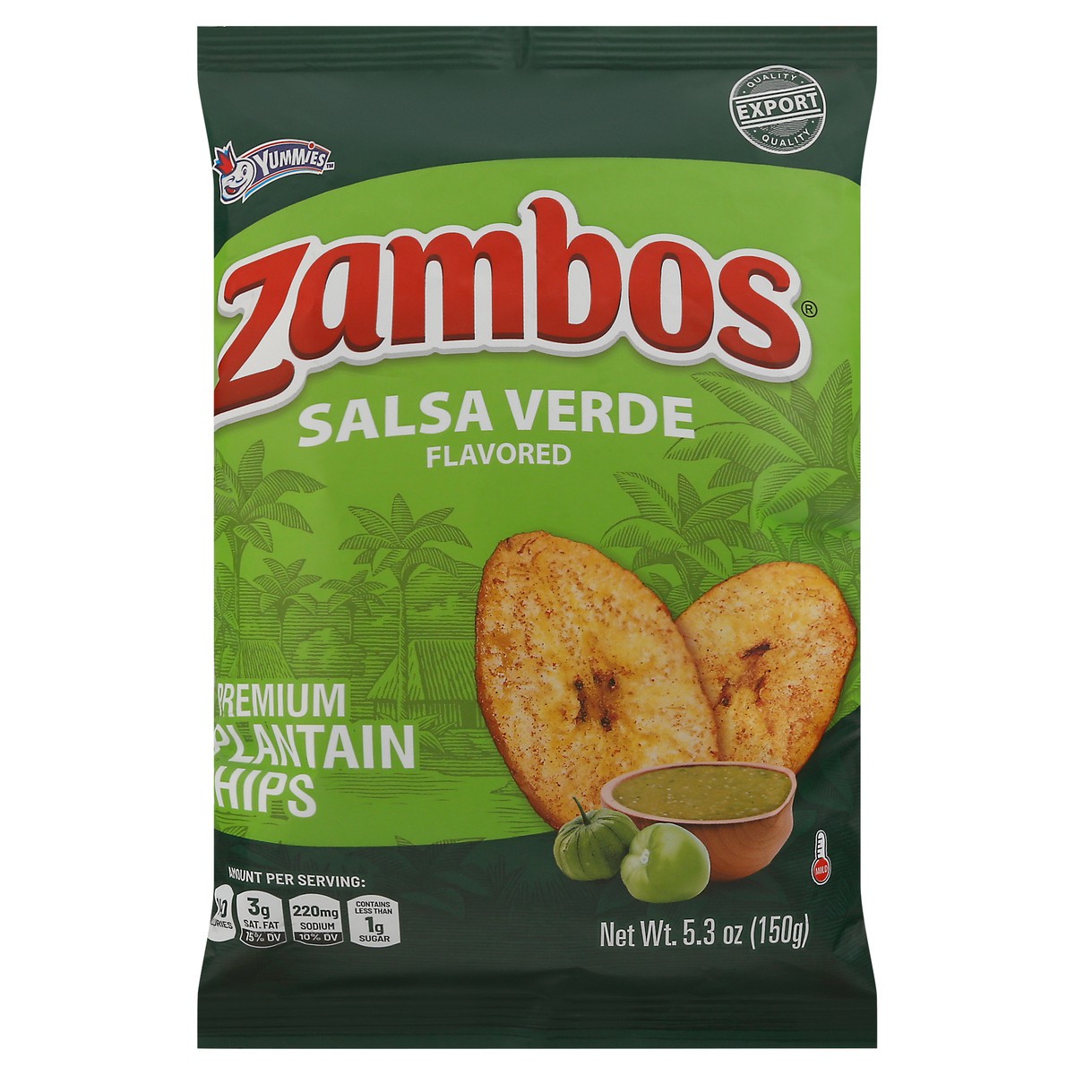 slide 1 of 9, Zambos Yummies Mild Premium Salsa Verde Flavored Plantain Chips 5.3 oz, 5.46 oz
