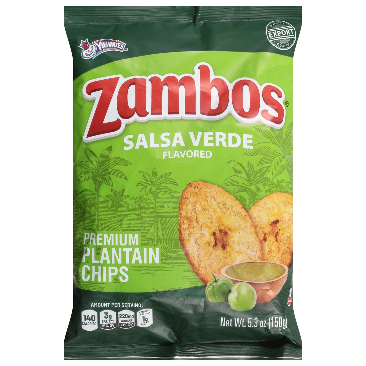 slide 1 of 9, Zambos Premium Salsa Verde Plantain Chips 5.3 oz, 5.46 oz