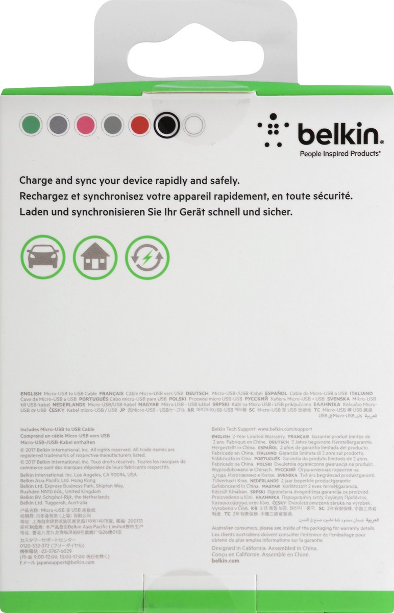 slide 2 of 10, Belkin 4 ft Micro-USB to USB ChargeSync Cable, Black, 1 ct