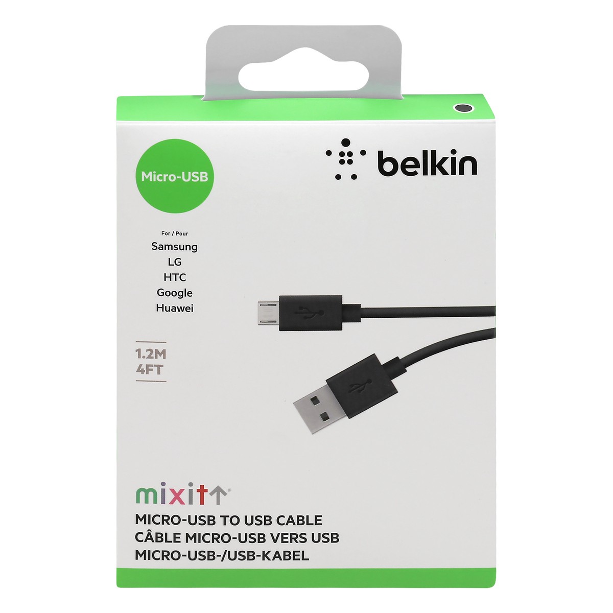 slide 1 of 10, Belkin 4 ft Micro-USB to USB ChargeSync Cable, Black, 1 ct