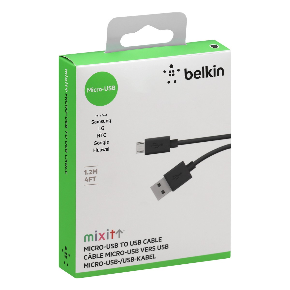 slide 10 of 10, Belkin 4 ft Micro-USB to USB ChargeSync Cable, Black, 1 ct