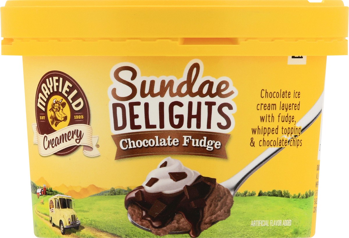 slide 1 of 9, Mayfield Creamery Sundae Delights Chocolate Fudge Ice Cream 6 fl oz, 6 fl oz