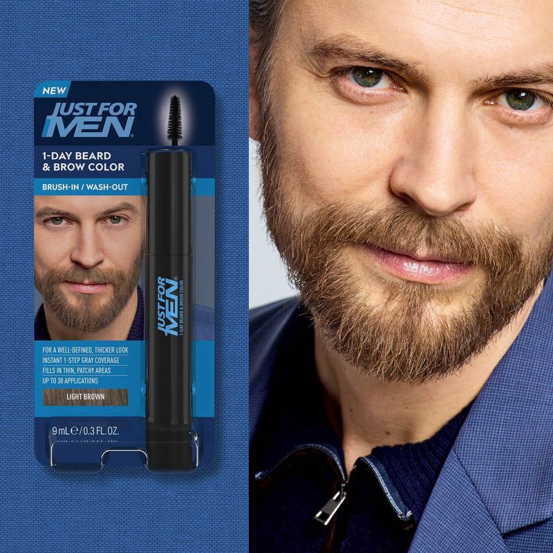 slide 4 of 7, Just for Men Light Brown 1-Day Beard & Brow Color, 0.3 oz