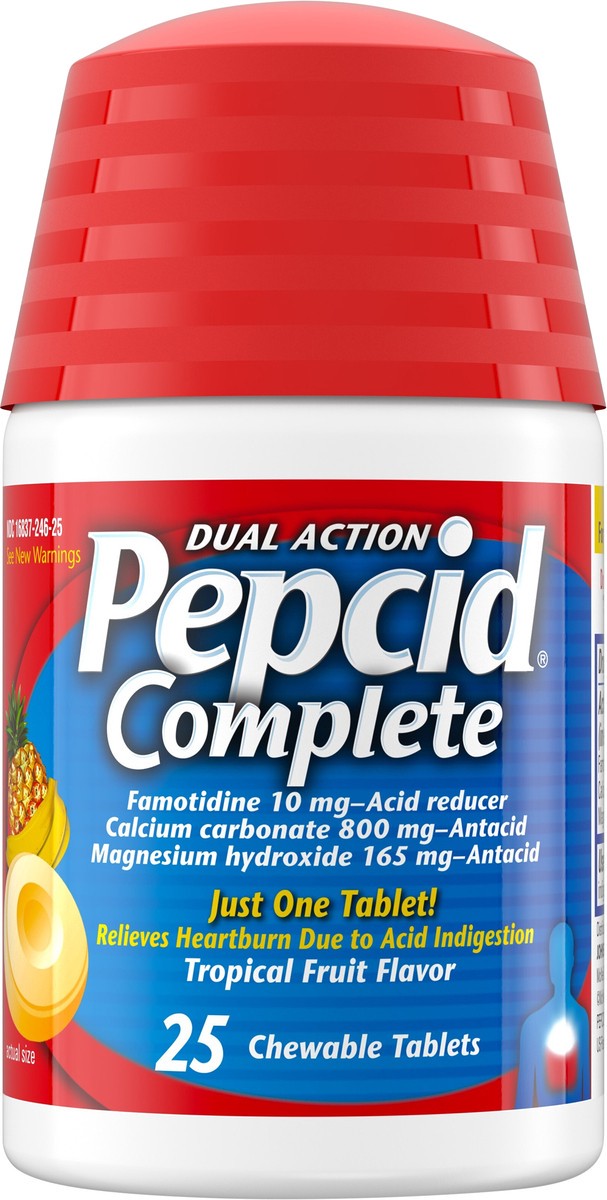 slide 3 of 11, Pepcid Complete Dual Action Acid Reducer + Antacid, 25 cnt