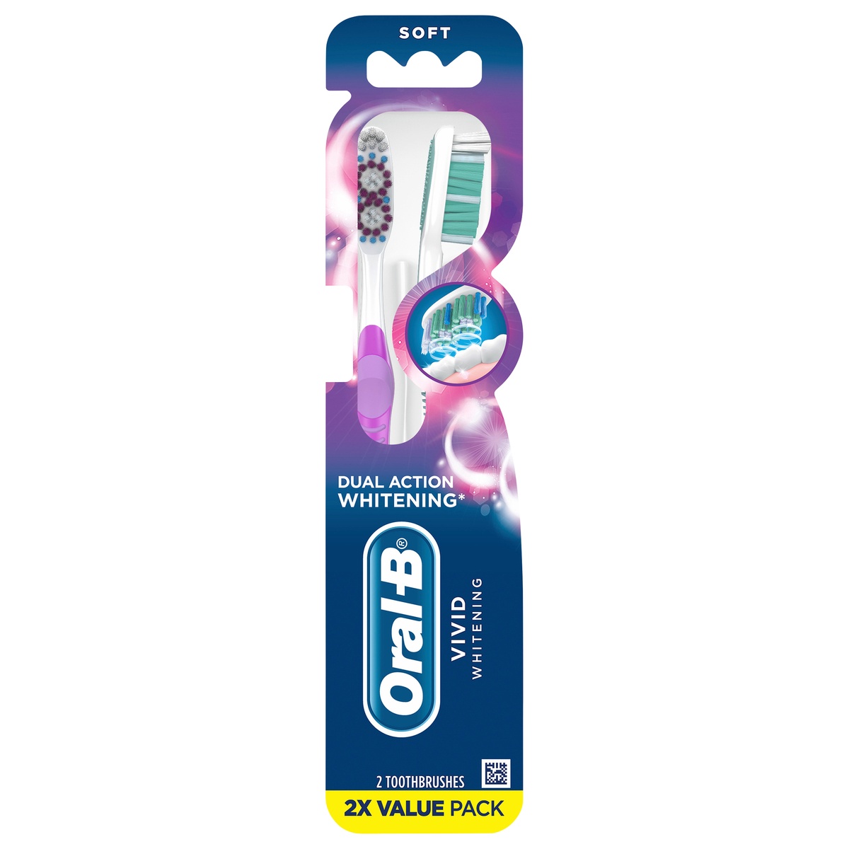 slide 1 of 6, Oral-B Vivid Whitening Manual Toothbrush, Soft, 2 Count, 2 ct