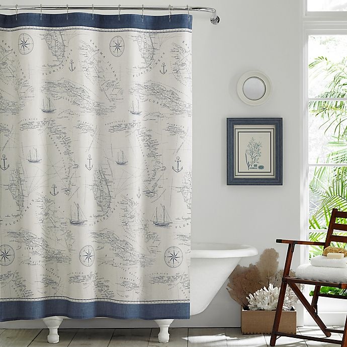 slide 1 of 2, Tommy Bahama Caribbean Sea Shower Curtain - Blue, 1 ct