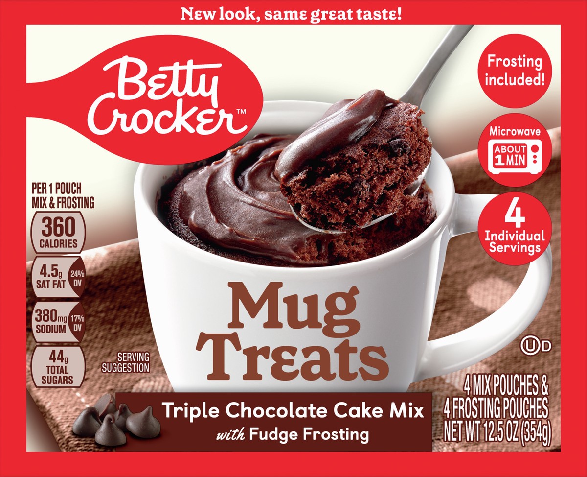 slide 3 of 14, Betty Crocker Mug Treats, Triple Chocolate Cake, 4 Count, 12.5 oz , 12.5 oz