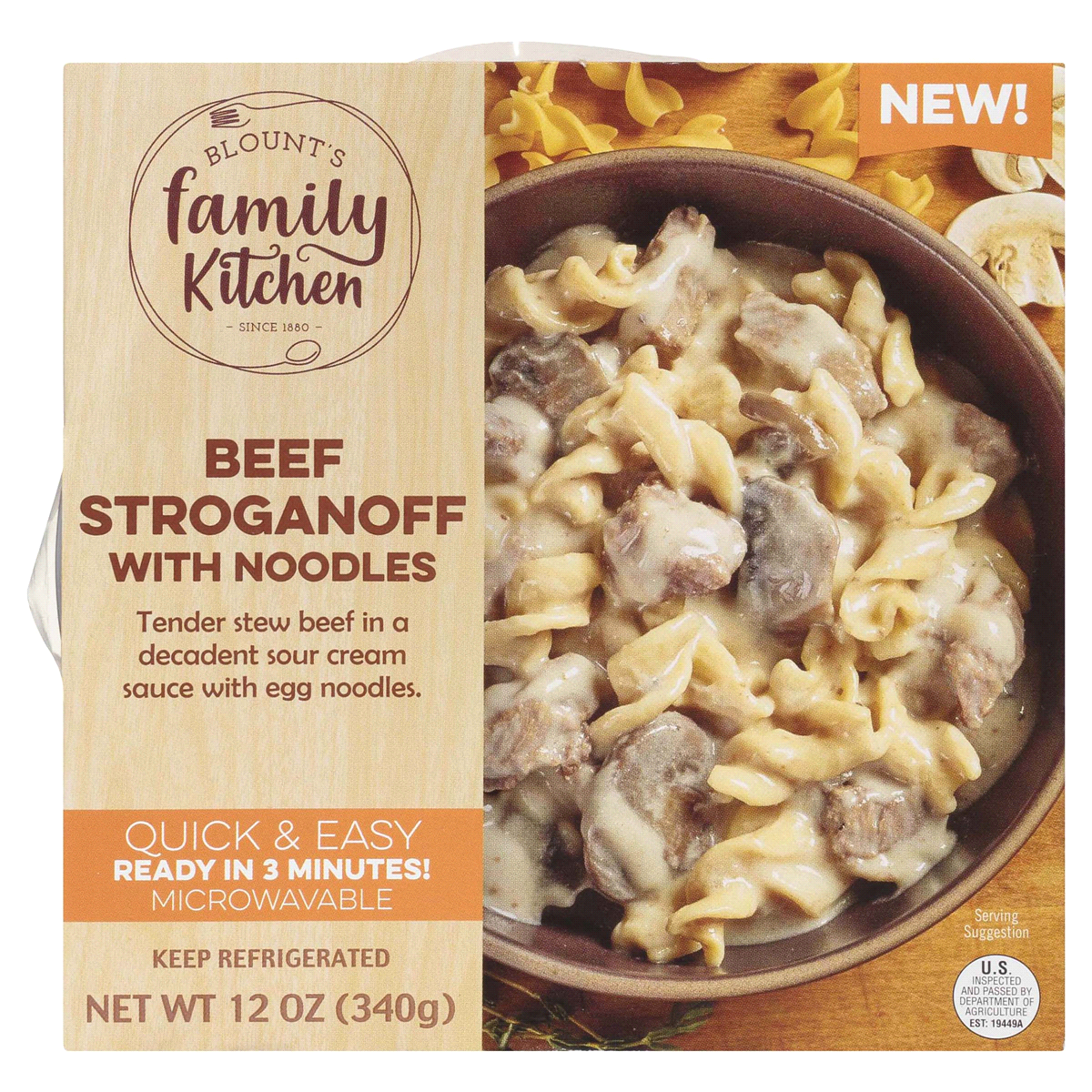 slide 1 of 1, Blount's Family Kitchen Beef Stroganoff With Noodles, 12 oz