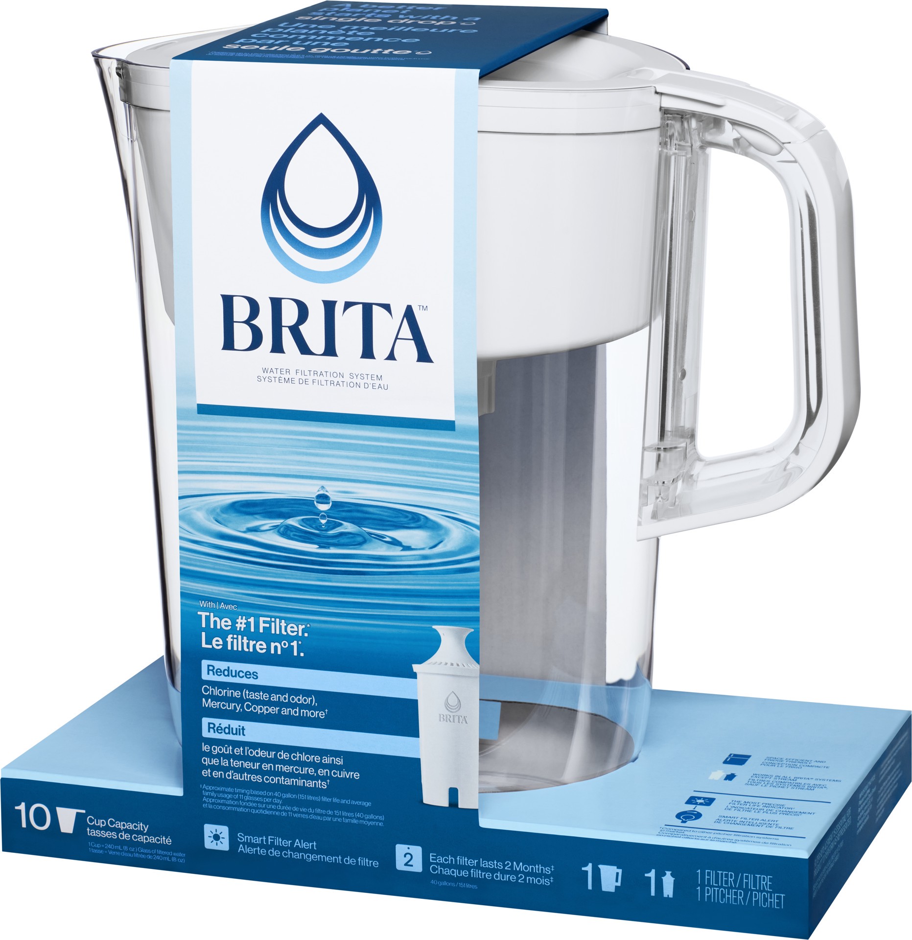 slide 4 of 5, Brita Tahoe Large Water Filter Water Pitcher, 10-Cup, 1 ct