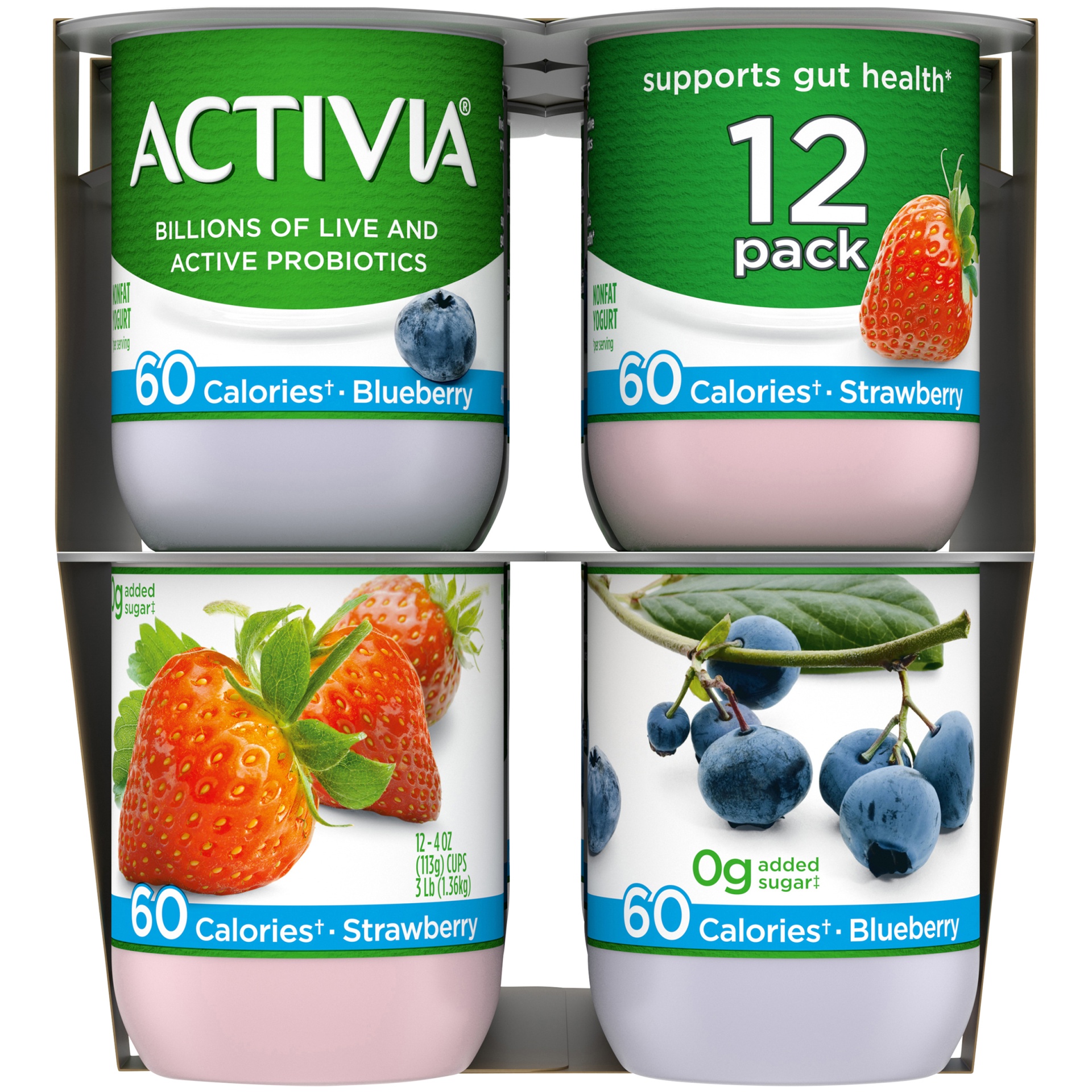 Activia Nonfat Probiotic Strawberry And Blueberry Variety Pack Yogurt Cups 4 Oz Shipt 8089