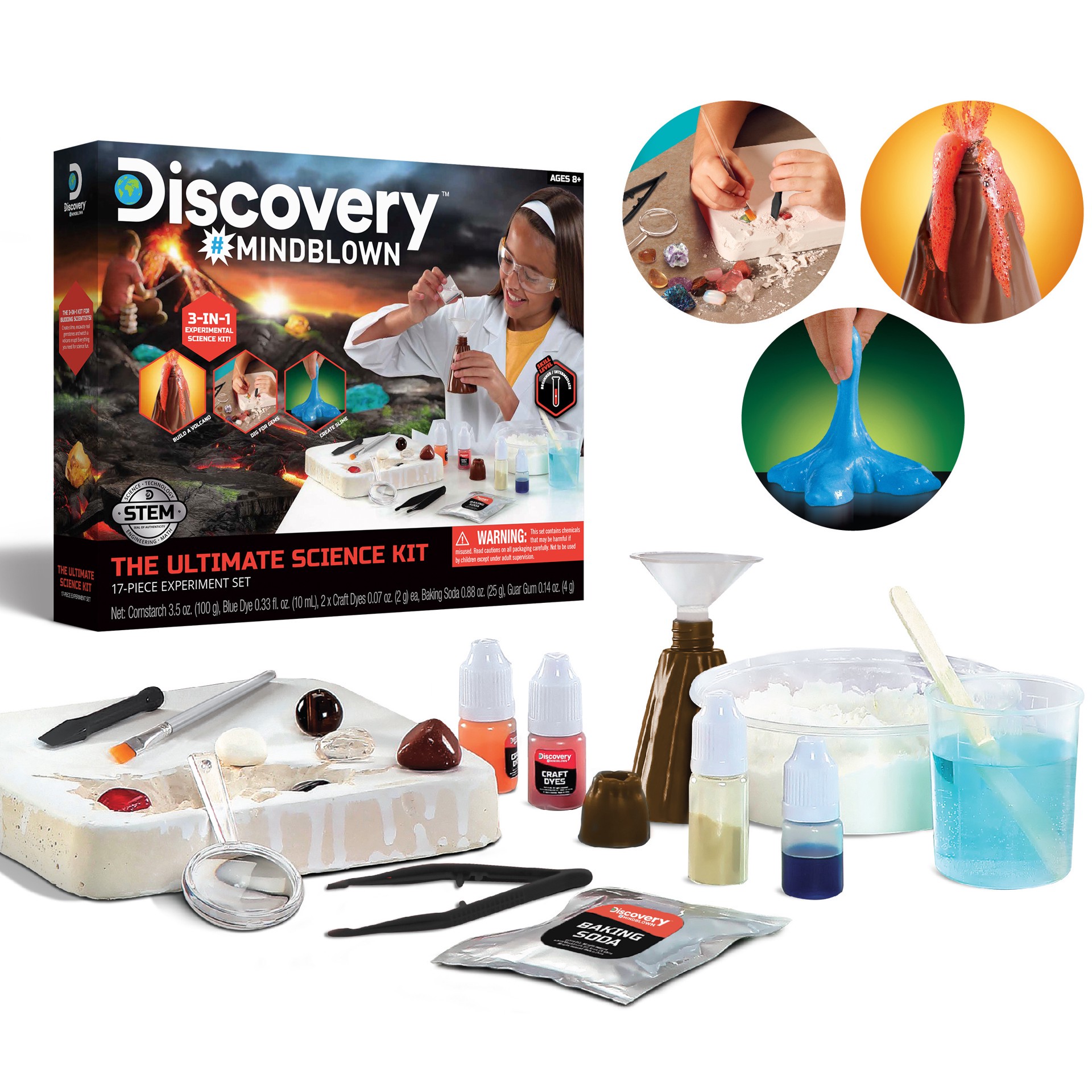 slide 1 of 10, Discovery Mindblown Discovery™ #Mindblown The Ultimate Science Kit 17-Pieces Experiment Kit, with 3-In-1 Experimental Science Kit, 15 ct