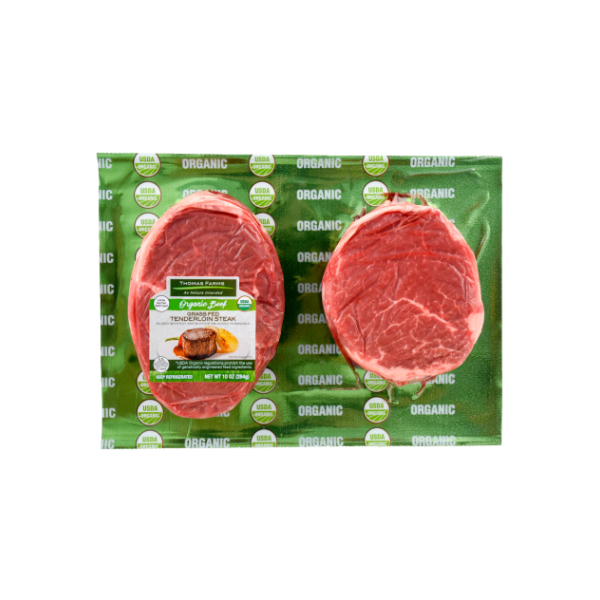 slide 1 of 1, Thomas Farms Organic Beef Tenderloin Steak, 1 ct