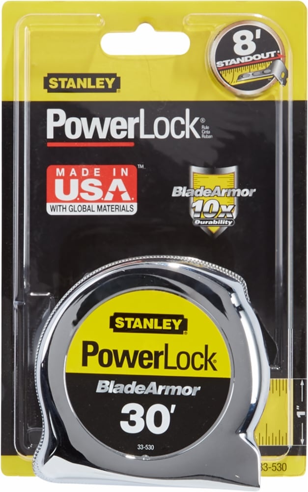 slide 1 of 1, STANLEY Powerlock Tape Measure With Blade Armor Coating, 30 ft
