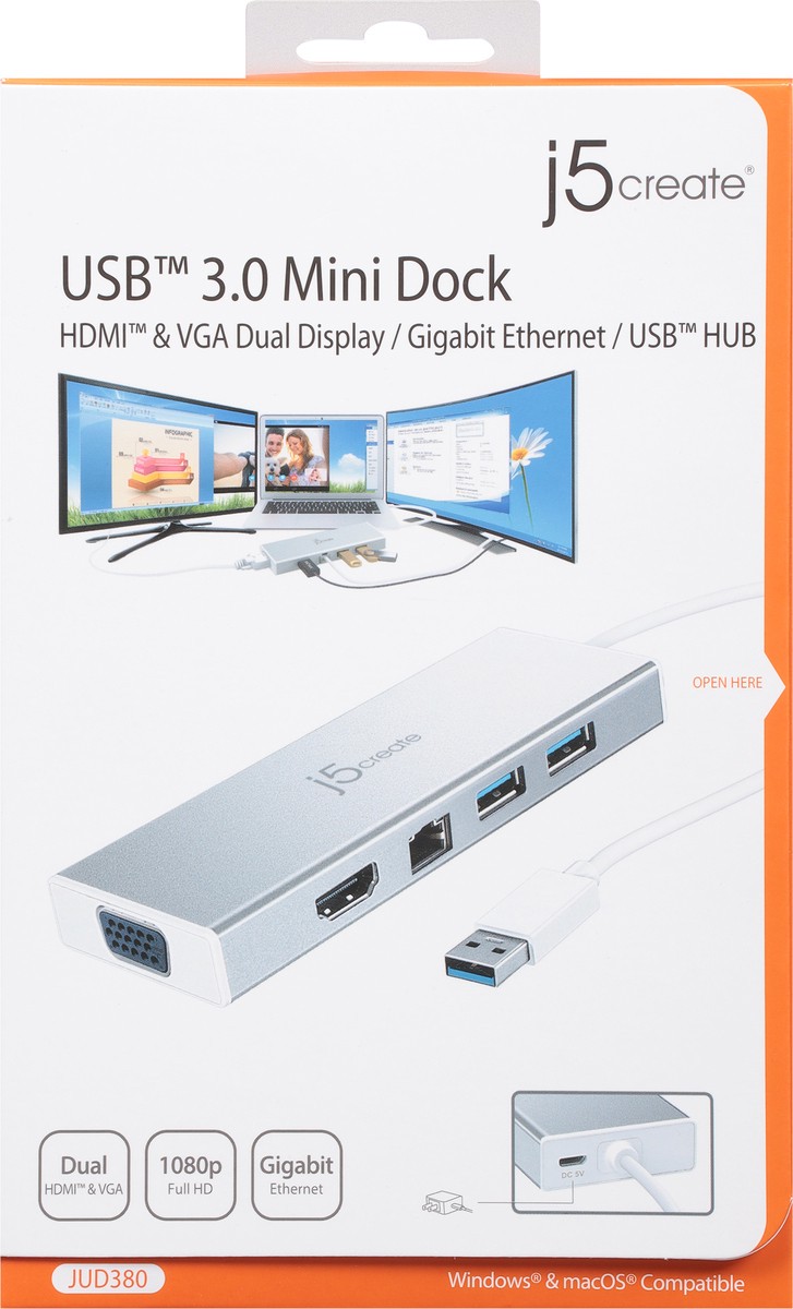 slide 7 of 9, j5create USB 3.0 Mini Dock 1 ea, 1 ct
