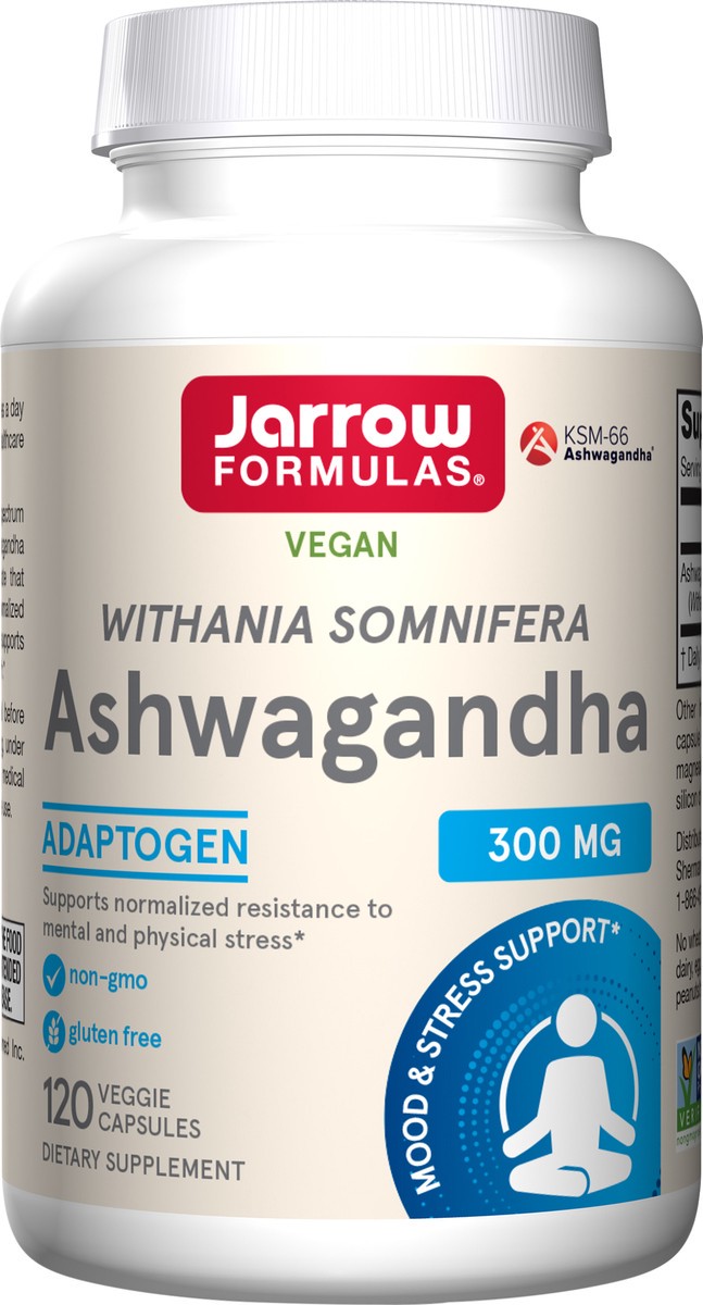 slide 4 of 4, Jarrow Formulas Ashwagandha 300 mg - 120 Veggie Capsules - Overall Health & Resistance to Fatigue - Supplement Supports Endurance, Muscle Recovery & Cognitive Health - 60 Servings, 120 ct
