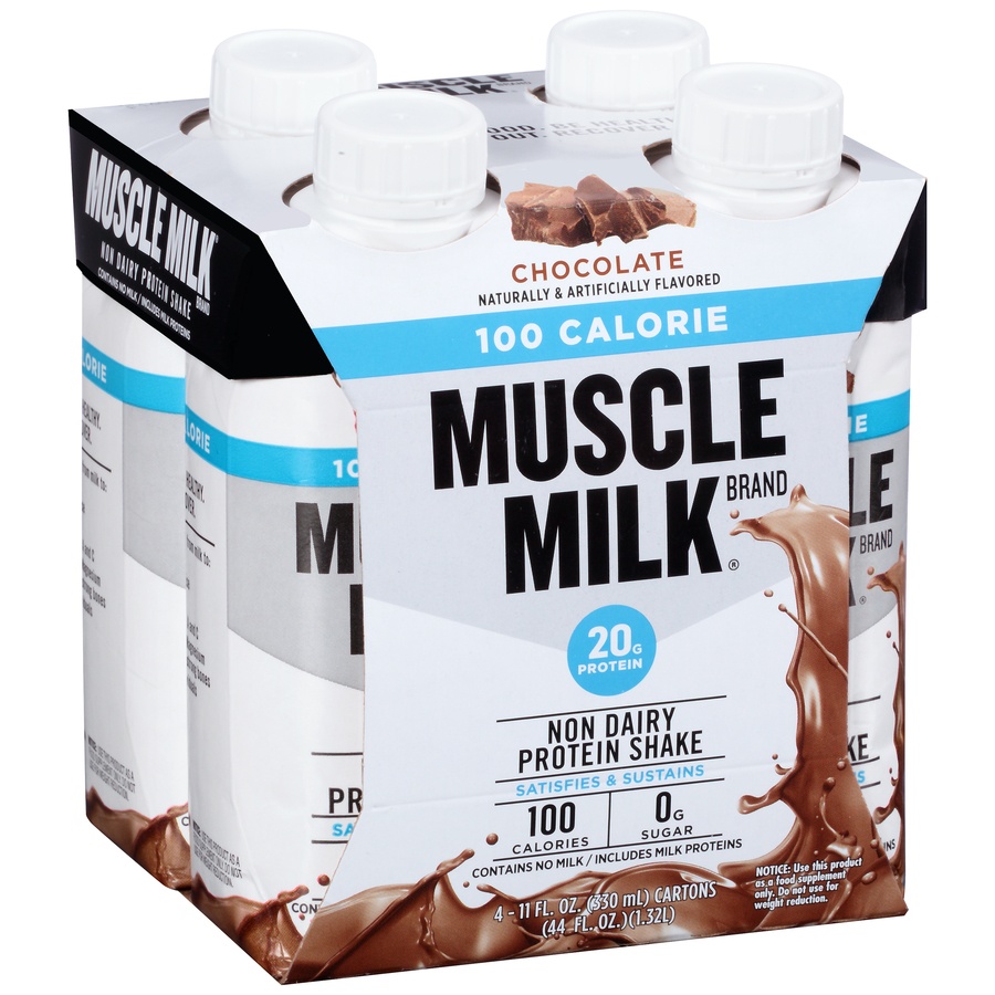 slide 2 of 8, Muscle Milk Zero Sugar Non-Dairy Protein Shake Chocolate Artificially Flavored 11 Fl Oz 4 Count Carton, 