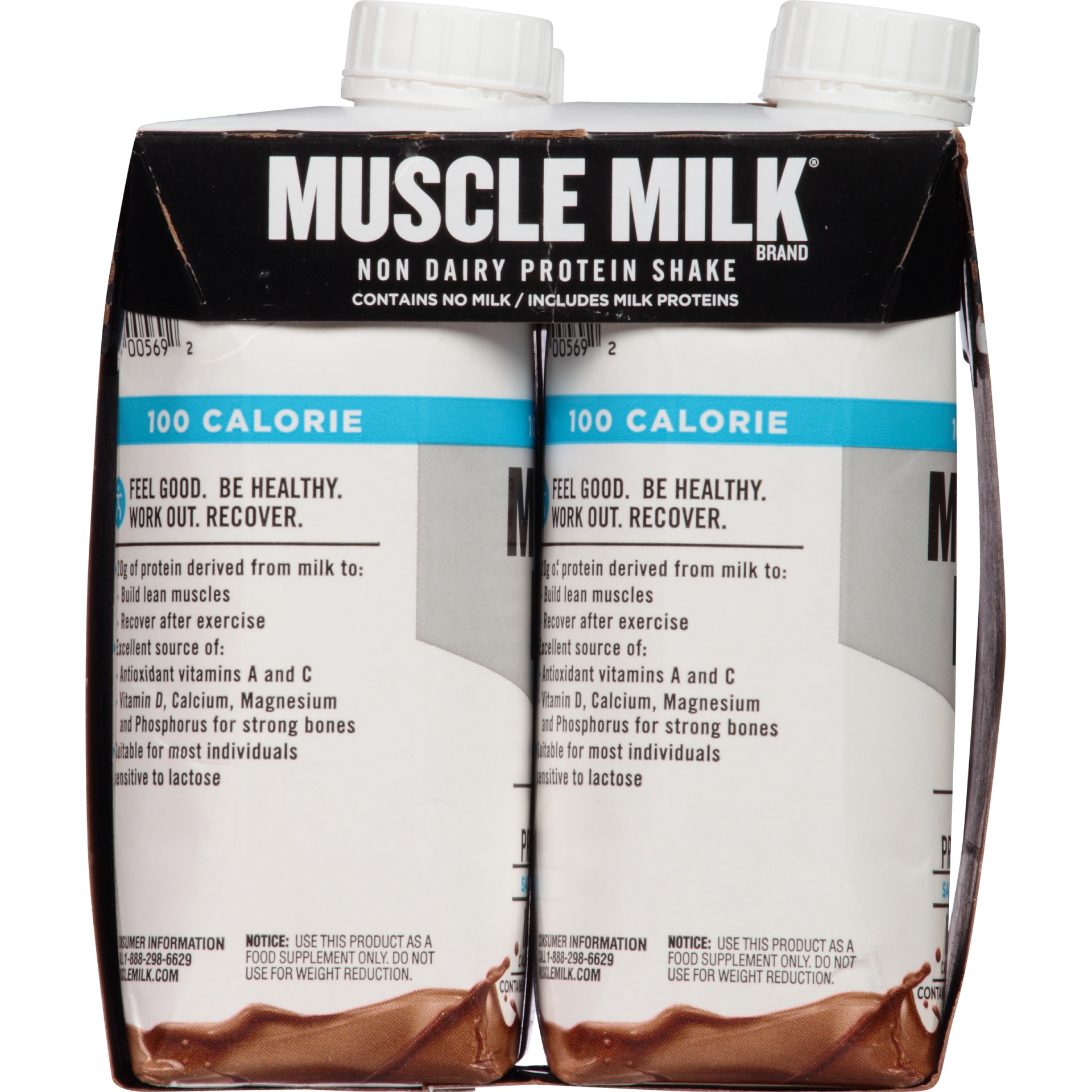 slide 4 of 8, Muscle Milk Zero Sugar Non-Dairy Protein Shake Chocolate Artificially Flavored 11 Fl Oz 4 Count Carton, 