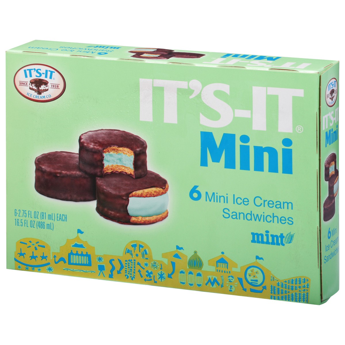 slide 10 of 13, It's-It Mint Ice Cream Sandwiches Mini 6 - 2.75 fl oz Sandwiches, 1 ct