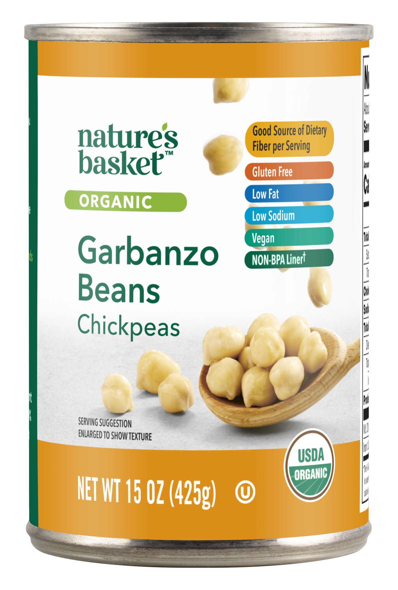 slide 1 of 1, nature's basket Nb Organic Garbanzo Beans, 15 oz