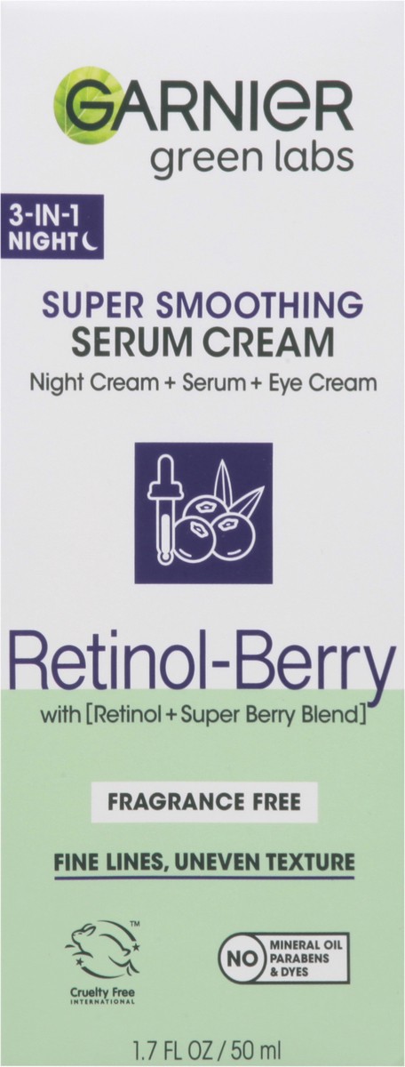 slide 3 of 3, Garnier Green Labs Retinol-Berry Super Smoothing Night Serum Cream, 1.7 oz