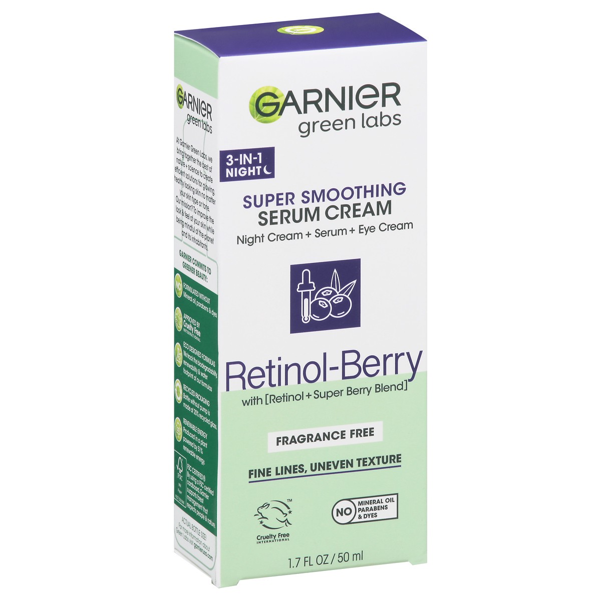 slide 1 of 3, Garnier Green Labs Retinol-Berry Super Smoothing Night Serum Cream, 1.7 oz