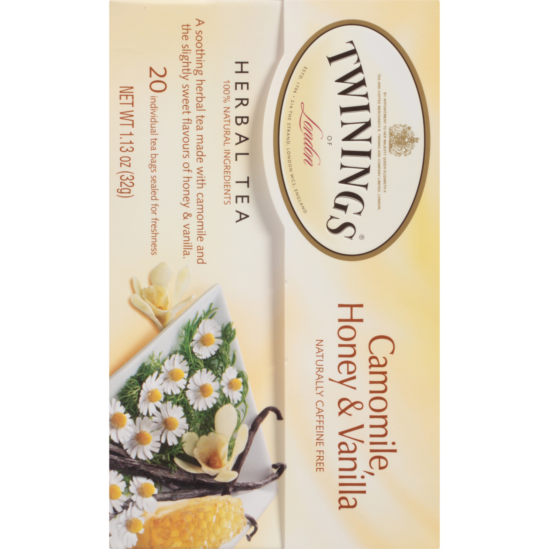 slide 2 of 7, Twinings of London Camomile, Honey & Vanilla Herbal Tea 20 ct Tea Bags 1.13 oz. Box, 20 ct