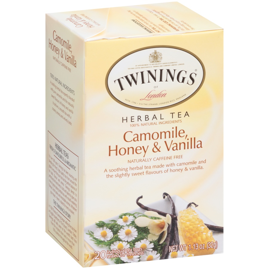 slide 3 of 7, Twinings of London Camomile, Honey & Vanilla Herbal Tea 20 ct Tea Bags 1.13 oz. Box, 20 ct