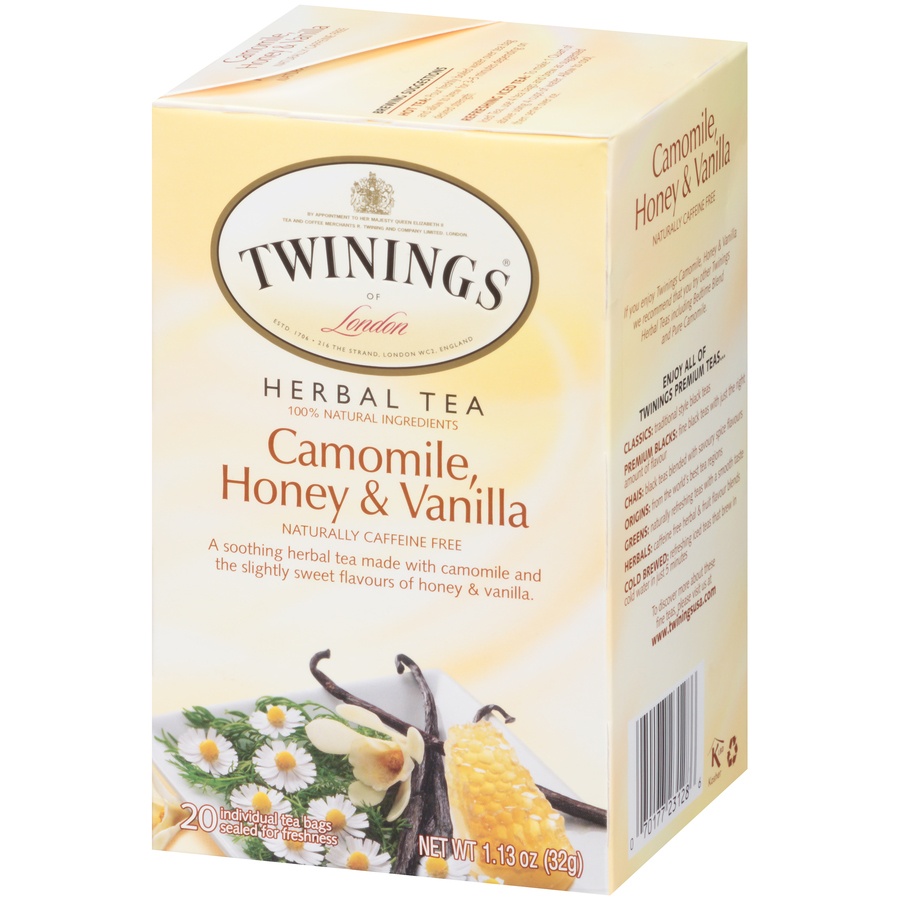 slide 4 of 7, Twinings of London Camomile, Honey & Vanilla Herbal Tea 20 ct Tea Bags 1.13 oz. Box, 20 ct