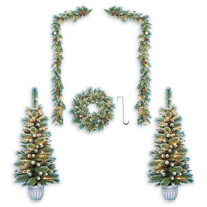 slide 2 of 2, Winter Wonderland 6-Piece Pre-Lit Glittery Bristle Decor Set, 1 ct