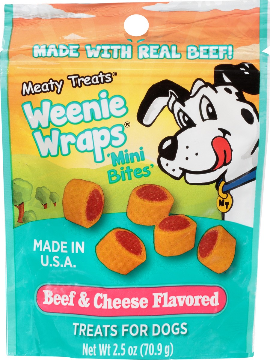 slide 6 of 9, Meaty Treats Treat for Dogs, Beef & Cheese Flavored, Mini Bites, 2.5 oz