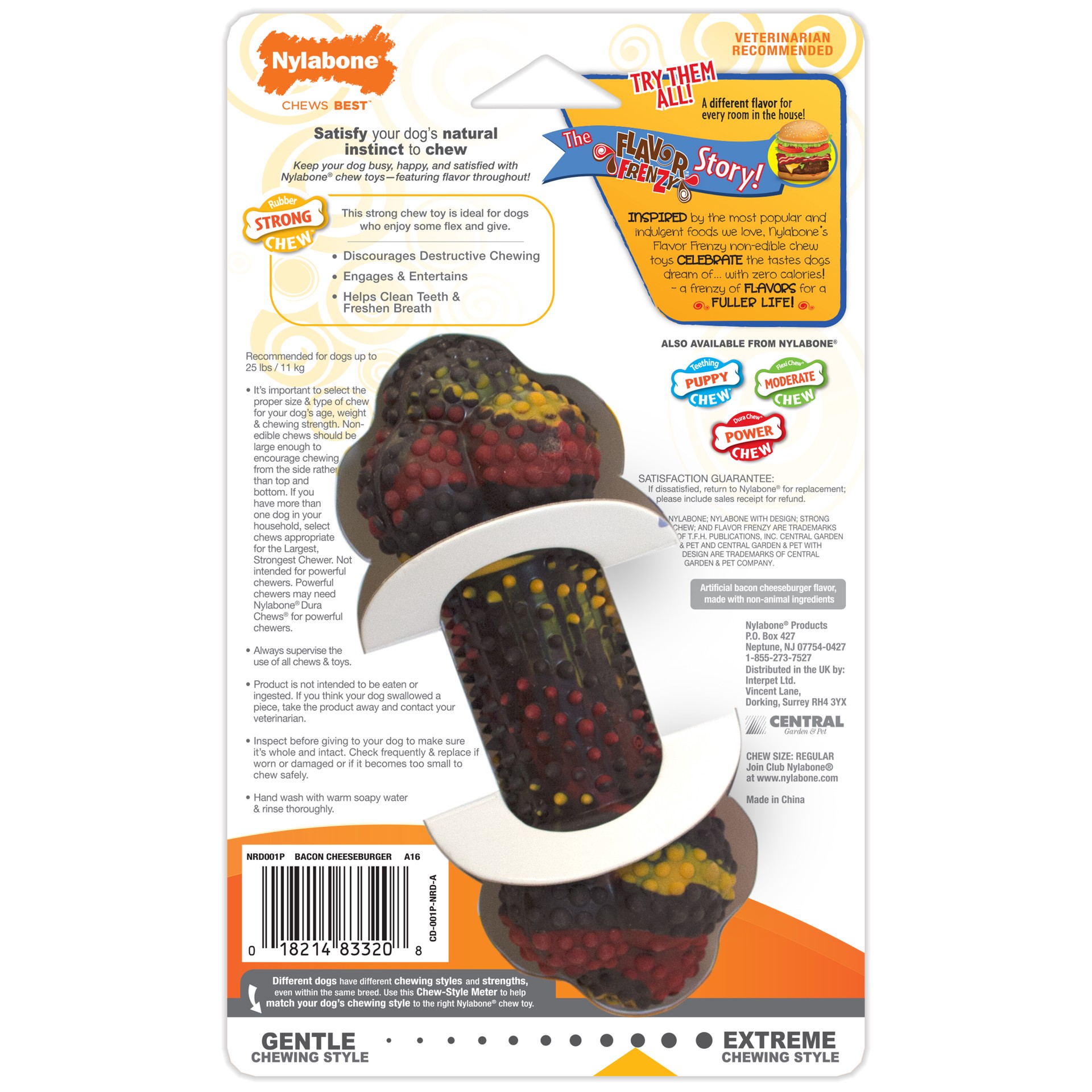 slide 5 of 9, Nylabone Flavor Frenzy Strong Chew Dog Toy Bacon & Cheeseburger Small/Regular - Up to 25 Ibs.(1 Count), SM