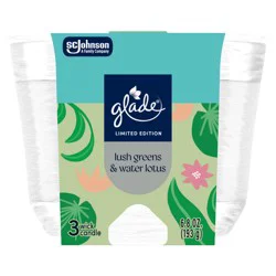 Glade 3-Wick Candle Jar, Lush Greens & Water Lotus, 6.8 oz