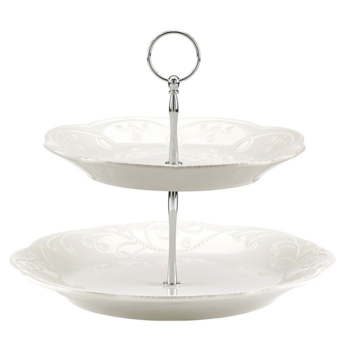 slide 1 of 1, Lenox French Perle Tiered Server - White, 1 ct