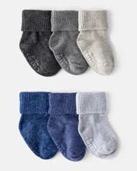 Carter's Baby Boy 6-Pack Ankle Socks - Blue/Grey NB