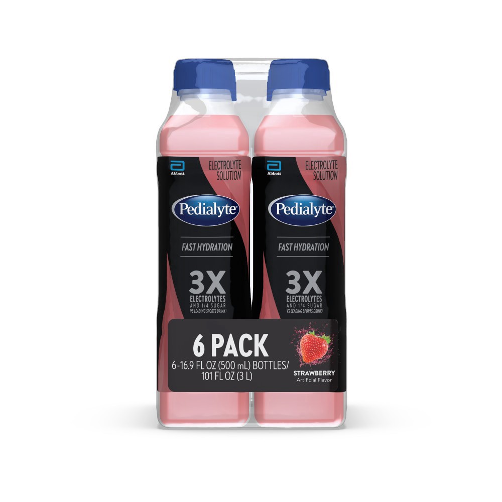 slide 2 of 4, Pedialyte Fast Hydration Strawberry Electrolyte Solution Drink - 6 ct; 16.9 fl oz, 6 ct; 16.9 fl oz