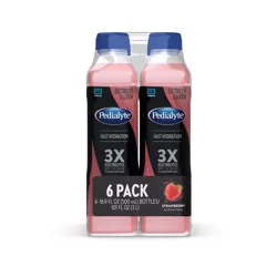 Pedialyte Fast Hydration Strawberry Electrolyte Solution Drink - 6 ct; 16.9 fl oz