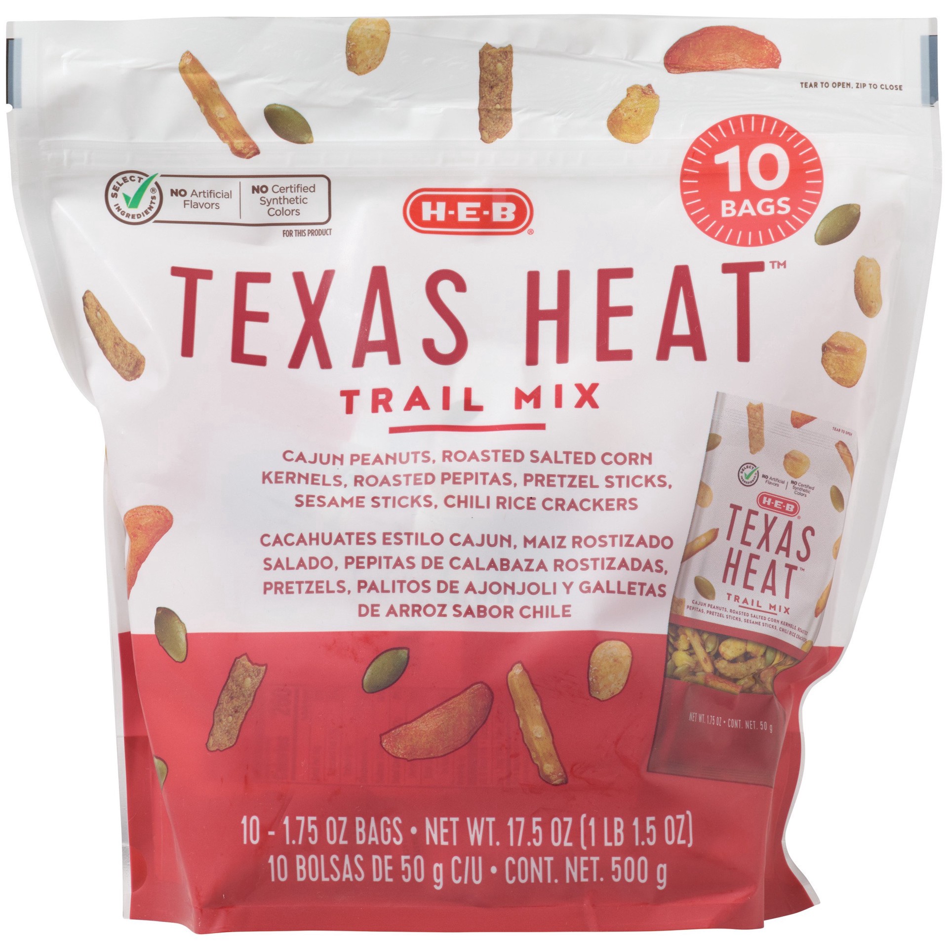 slide 1 of 1, H-E-B Select Ingredients Texas Heat Trail Mix Multipack, 10 ct