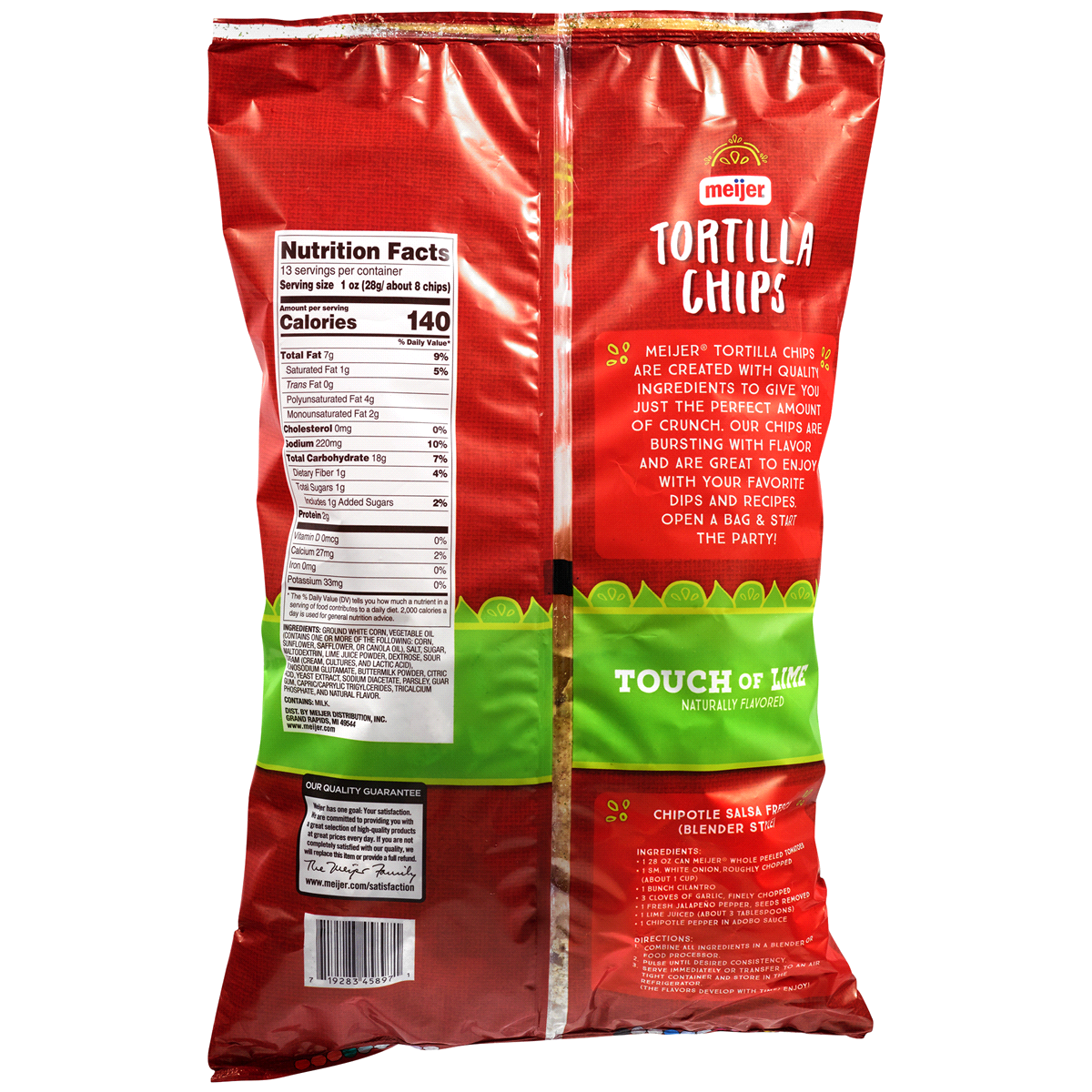 slide 2 of 2, Meijer Touch of Lime Tortilla Chips, 13 oz