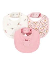 Carter's Baby 3-Pack Floral Bibs - Pink/Ivory Pink/Ivory OSZ