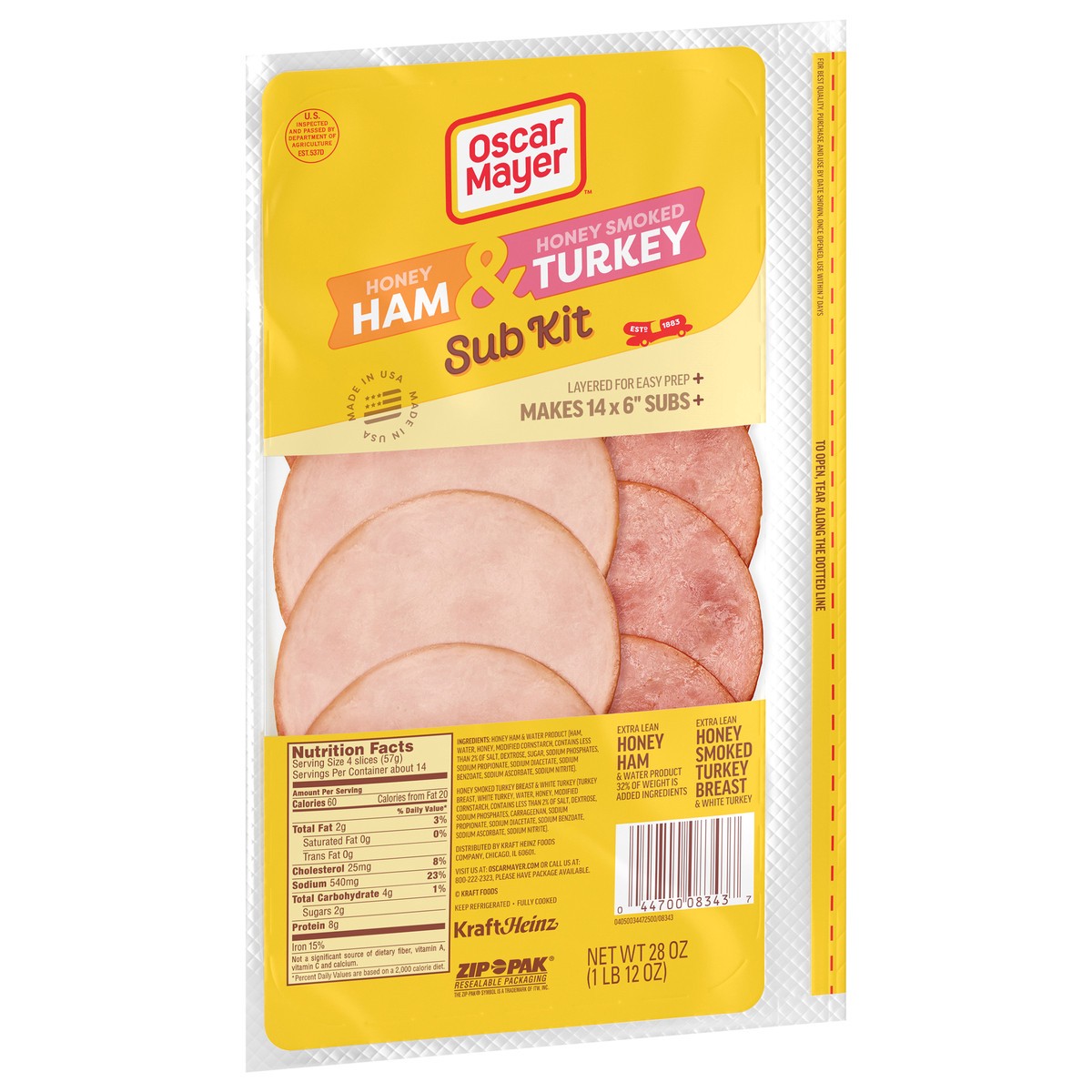 slide 9 of 9, Oscar Mayer Honey Ham & Honey Smoked Turkey Sub Kit 28 oz, 28 oz