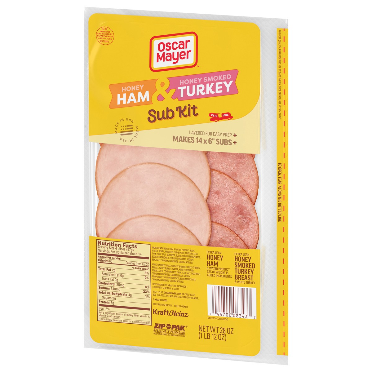 slide 3 of 9, Oscar Mayer Honey Ham & Honey Smoked Turkey Sub Kit 28 oz, 28 oz