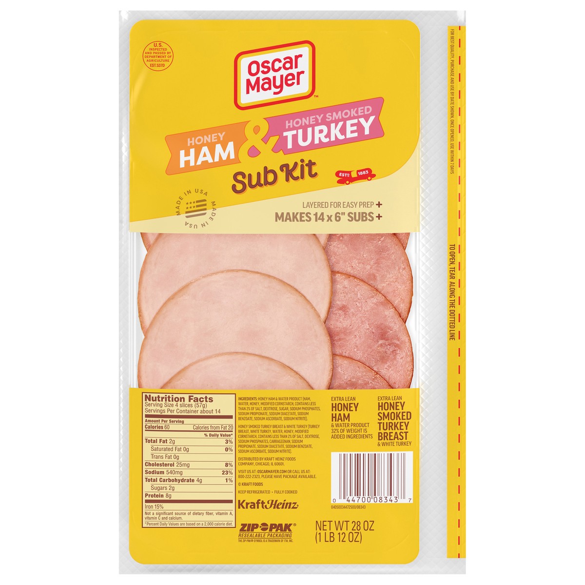 slide 1 of 9, Oscar Mayer Honey Ham & Honey Smoked Turkey Sub Kit 28 oz, 28 oz